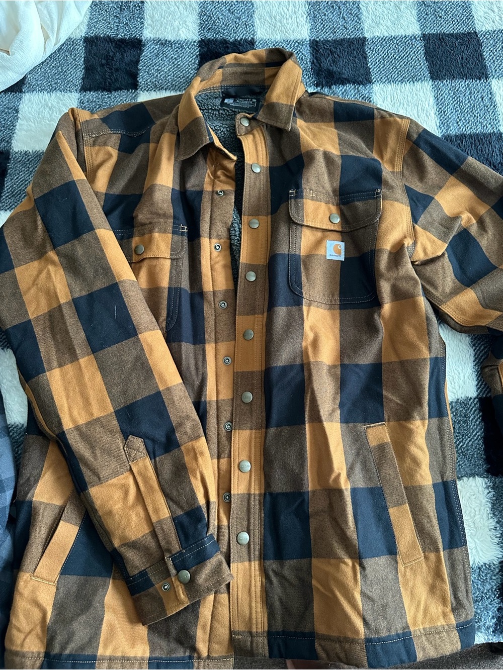 Carhartt Men's Tan & Black Buffalo Plaid Work Shirt Jacket